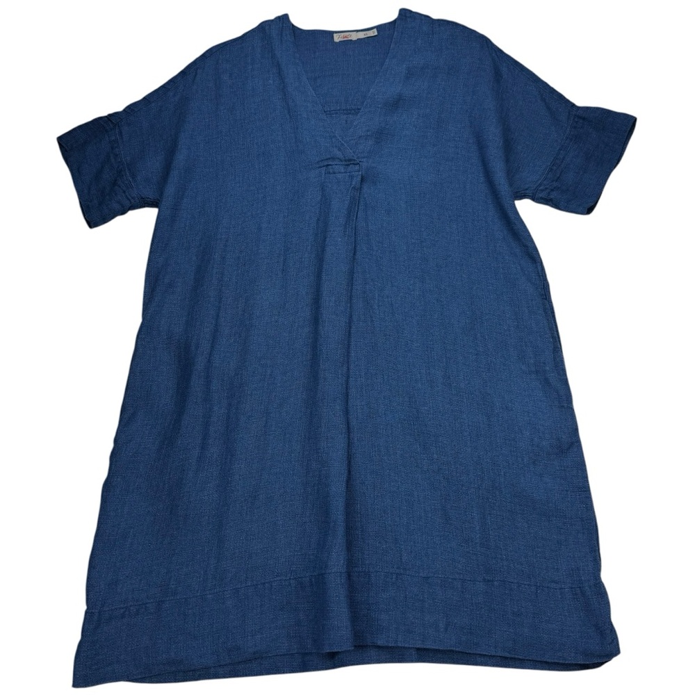 Faherty Indigo Blue V-Neck Shift Dress XS